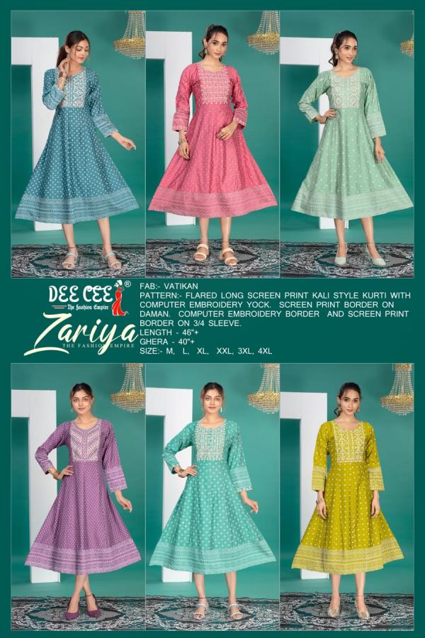 Deecee Zariya Embroidered Anarkali Styled Kurtis Collection